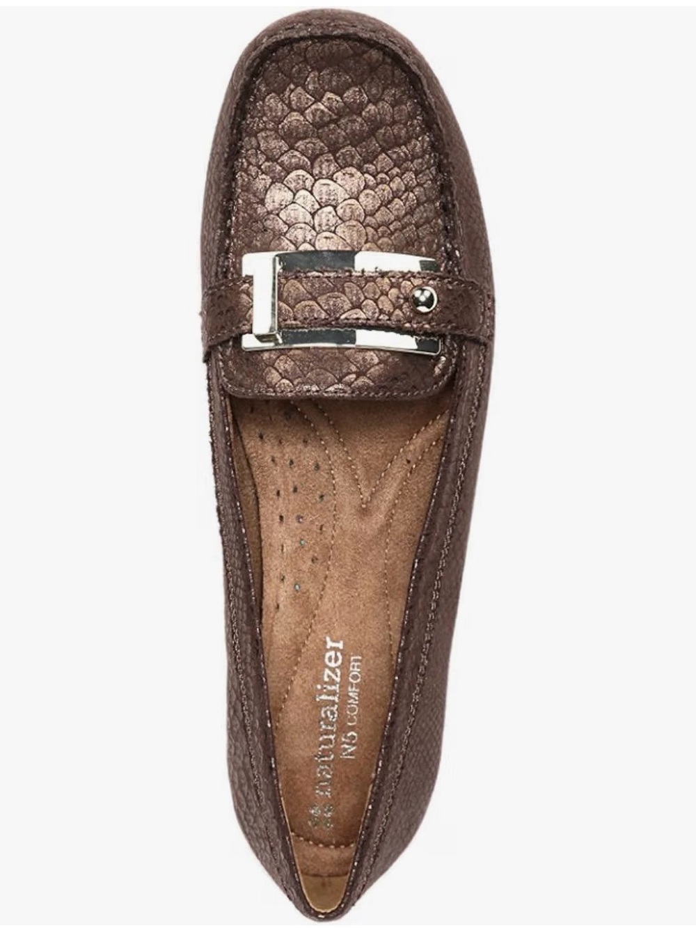 Naturalizer Gisella Loafers Metallic Bronze Snakeskin Sz 8.5